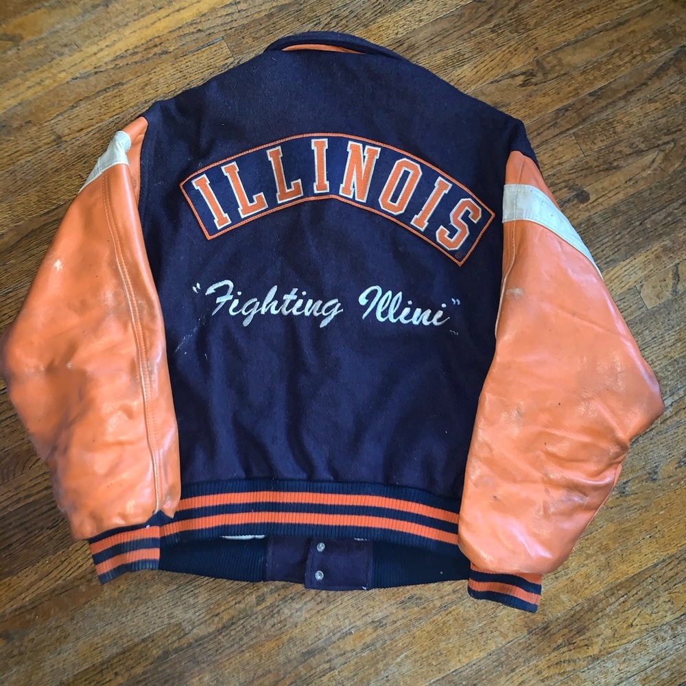 Vintage 80s Illinois Wool Varsity Jacket